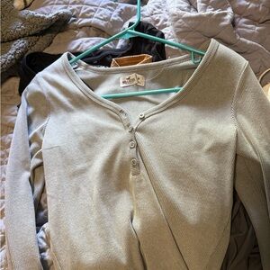 Hollister Cream V-Neck Top